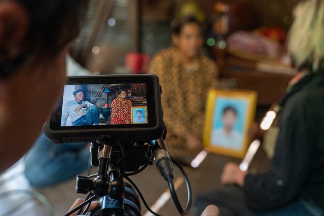 Cinematic interview being filmed on location in Cambodia